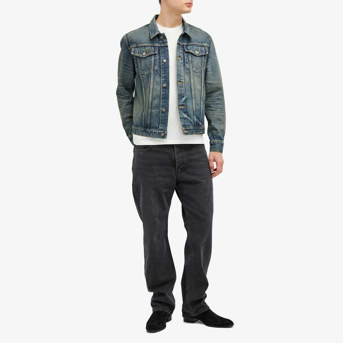 Saint Laurent Men's Fitted Denim Jacket in Amazon Blue Saint Laurent