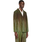 HOMME PLISSÉ ISSEY MIYAKE Green Paint Brush Close-Up Blazer