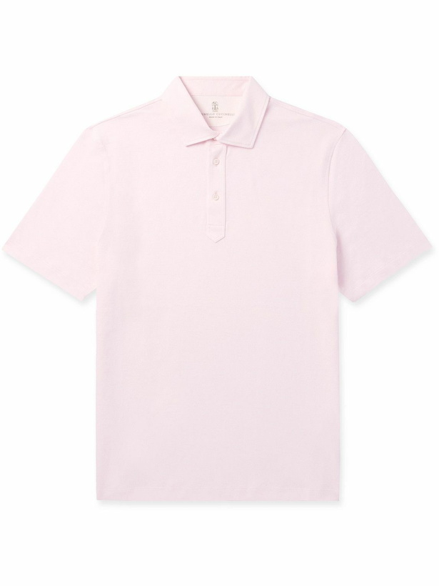 Photo: Brunello Cucinelli - Linen and Cotton-Blend Polo Shirt - Pink