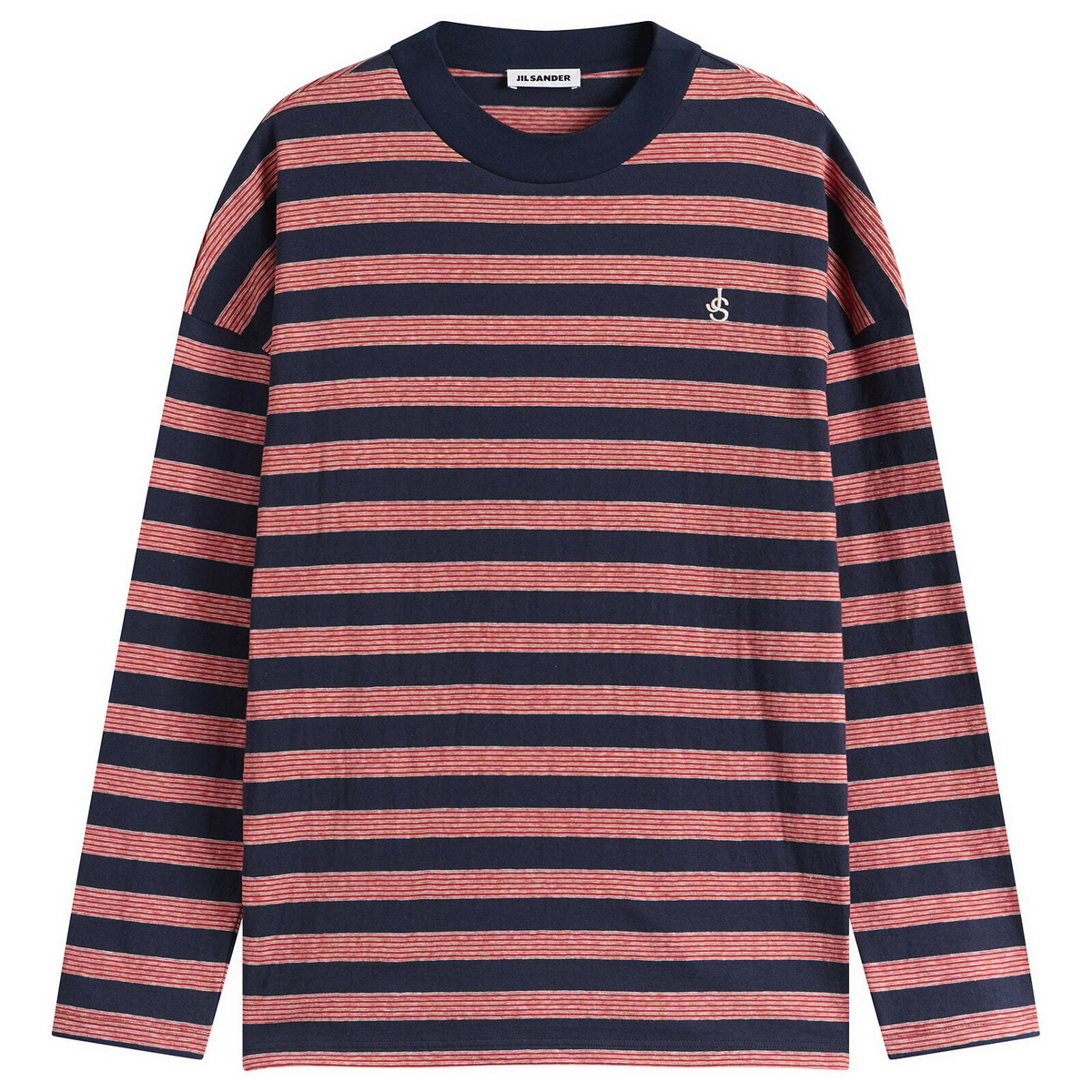 Jil Sander Men's Stripe Long Sleeve T-Shirt in Red Flag