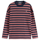 Jil Sander Men's Stripe Long Sleeve T-Shirt in Red Flag