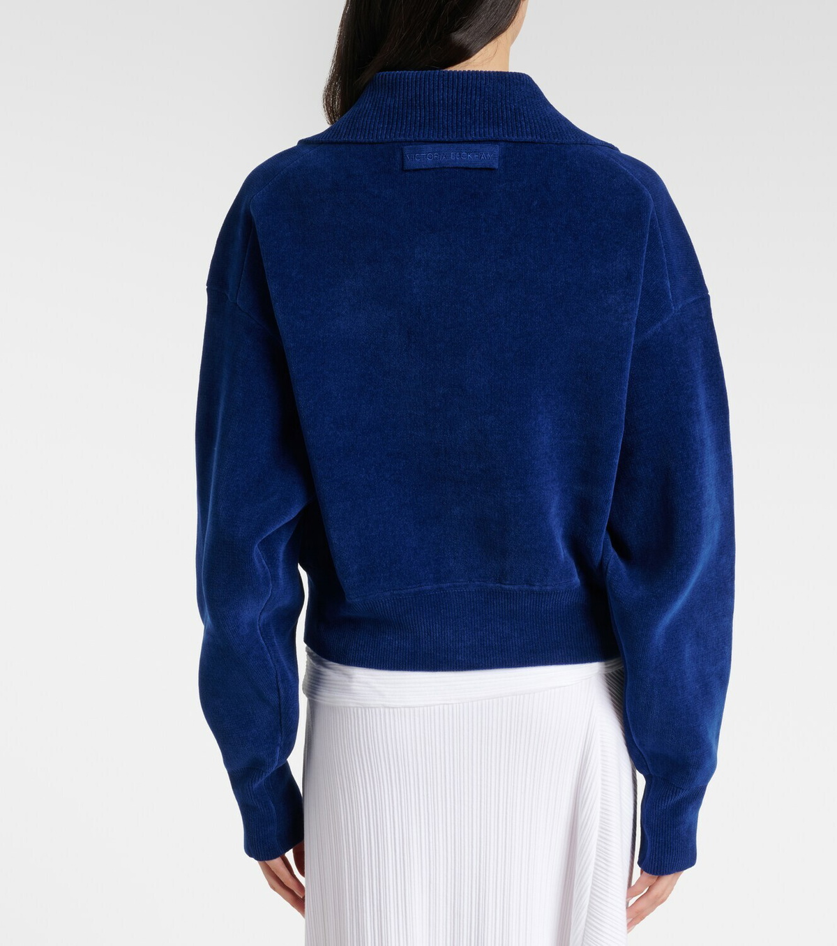 Victoria Beckham Cropped cotton-blend velvet sweatshirt