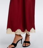 Rixo Crystal lace-trimmed satin slip skirt