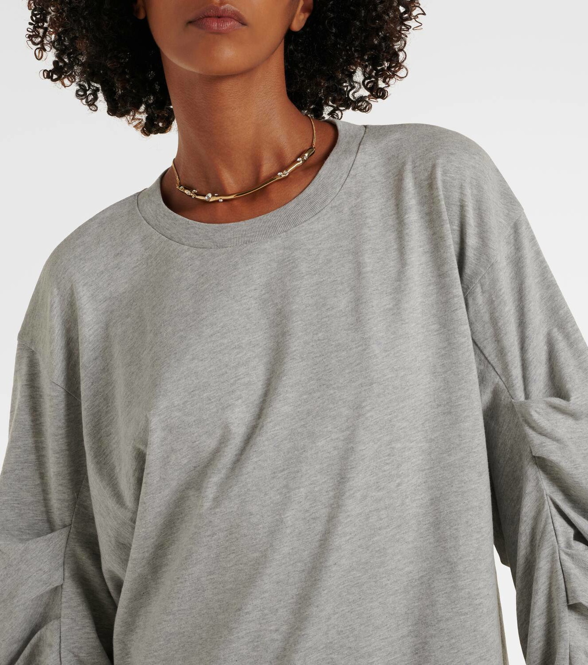 DRIES VAN NOTEN◆トップス/M/コットン/GRY Dries Van Noten Ruched oversized cotton jersey top Dries Van