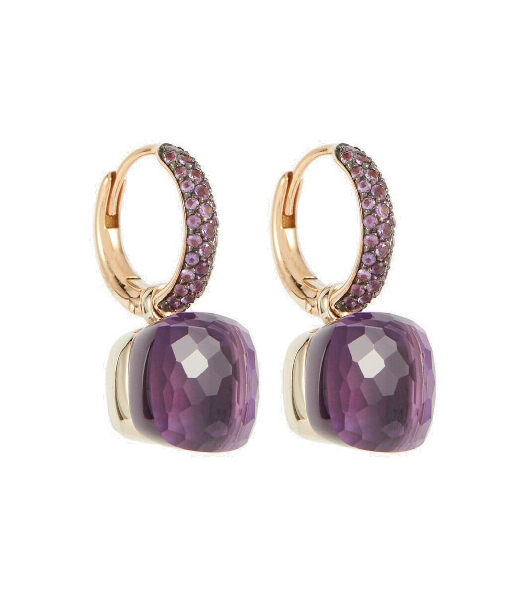 Photo: Pomellato Nudo Classic 18kt rose and white gold earrings with amethysts and jades