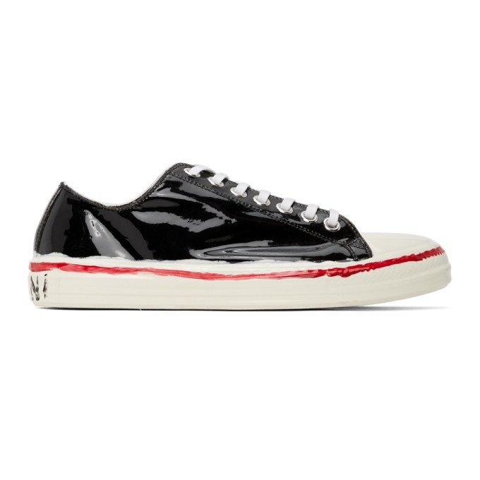 Photo: Marni Black and Off-White Painted Low Top Sneakers