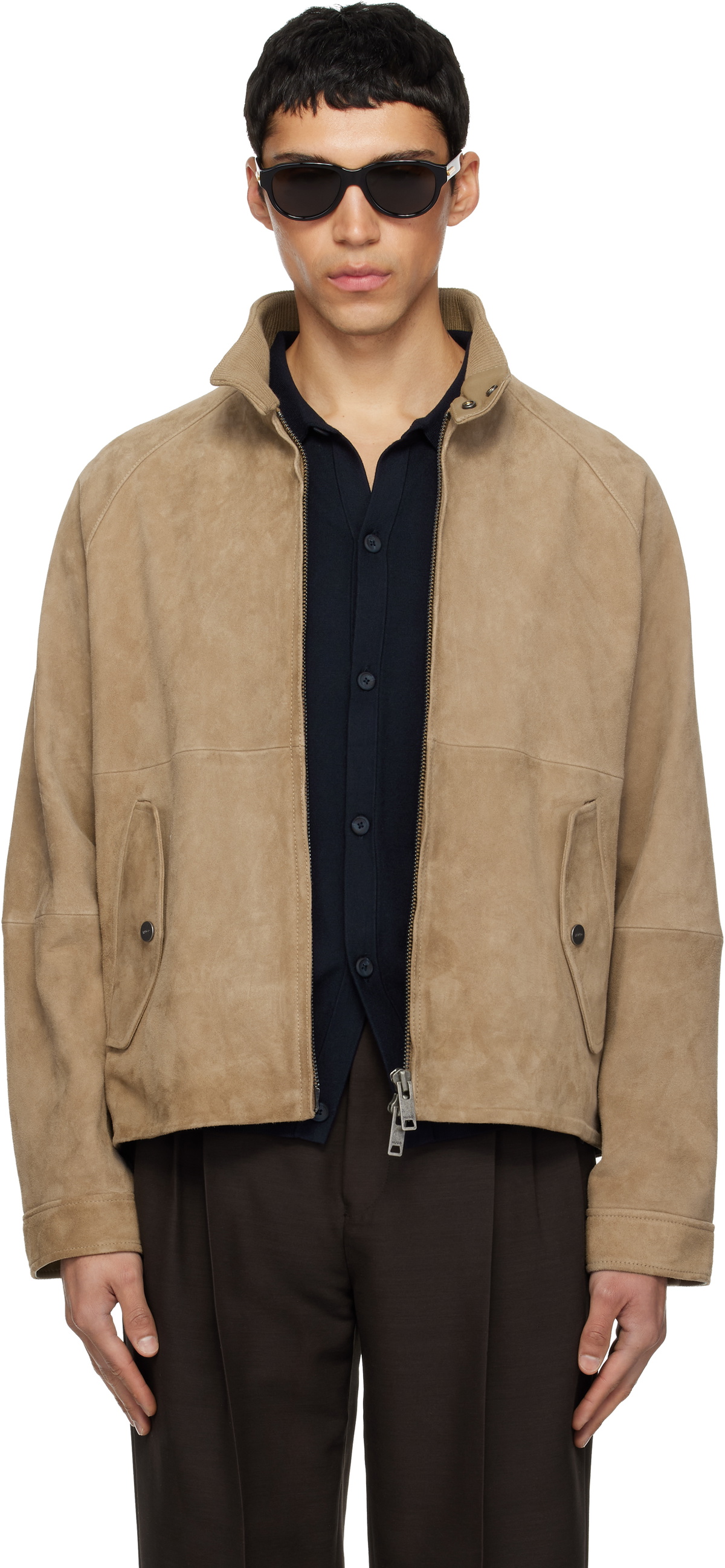 Hugo Tan Goatskin Suede Jacket