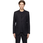 Comme des Garcons Homme Deux Navy Wool Pinstripe Blazer