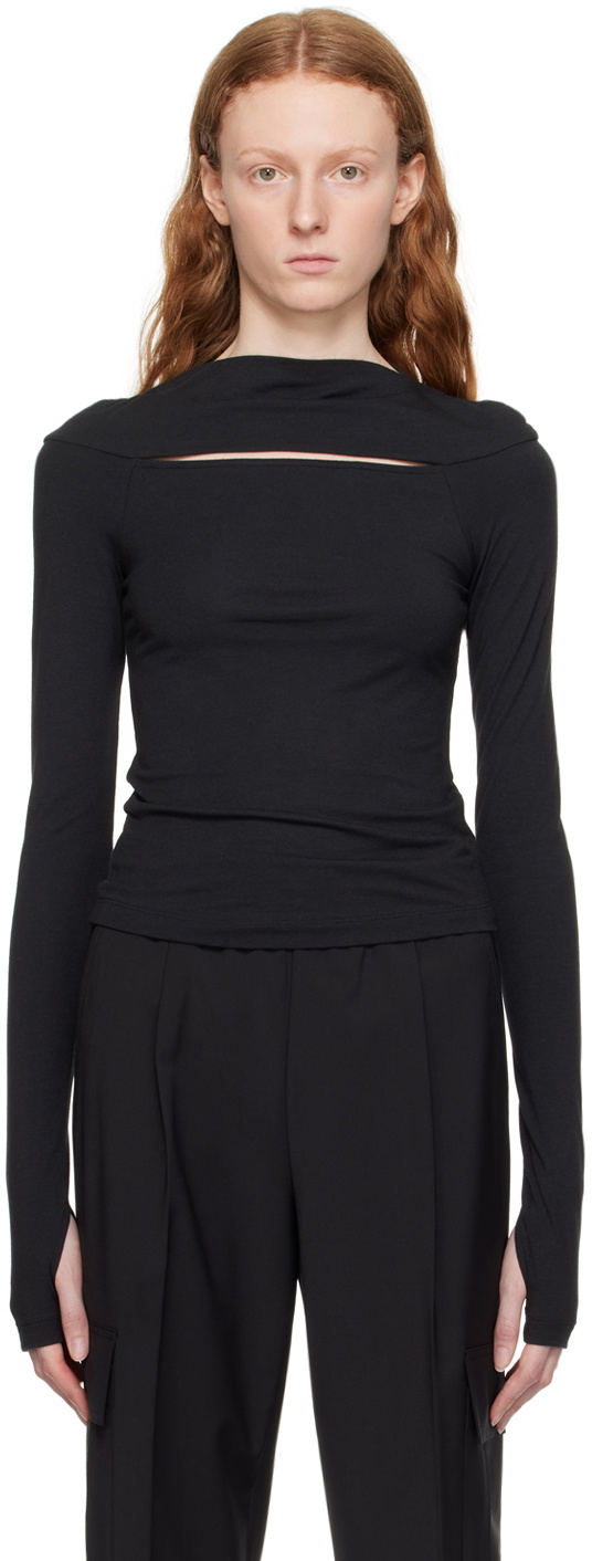 Helmut Lang Black Slit Long Sleeve T-Shirt Helmut Lang