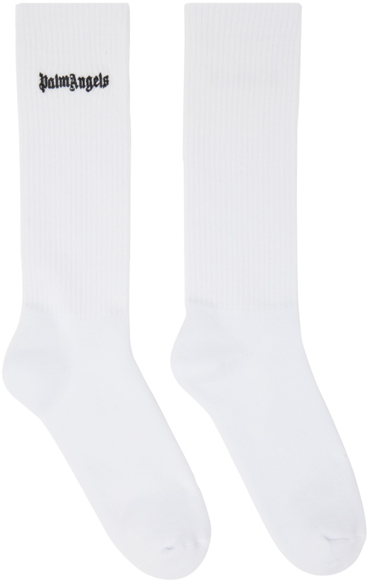 Photo: Palm Angels White Embroidered Logo Socks