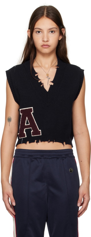 Photo: AMBUSH Navy Destroyed Rib V-Neck Vest