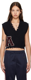 AMBUSH Navy Destroyed Rib V-Neck Vest