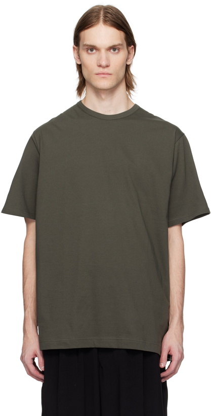 Photo: Y's For Men Khaki Logo Print Short Sleeve T-shirt
