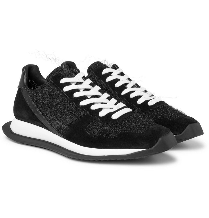 Photo: Rick Owens - Leather, Suede and Mesh Sneakers - Men - Black