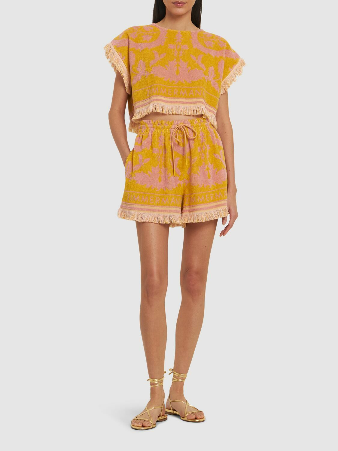 ZIMMERMANN パンツ ZIMMERMANN Ascension printed silk-satin wide-leg pants | NET