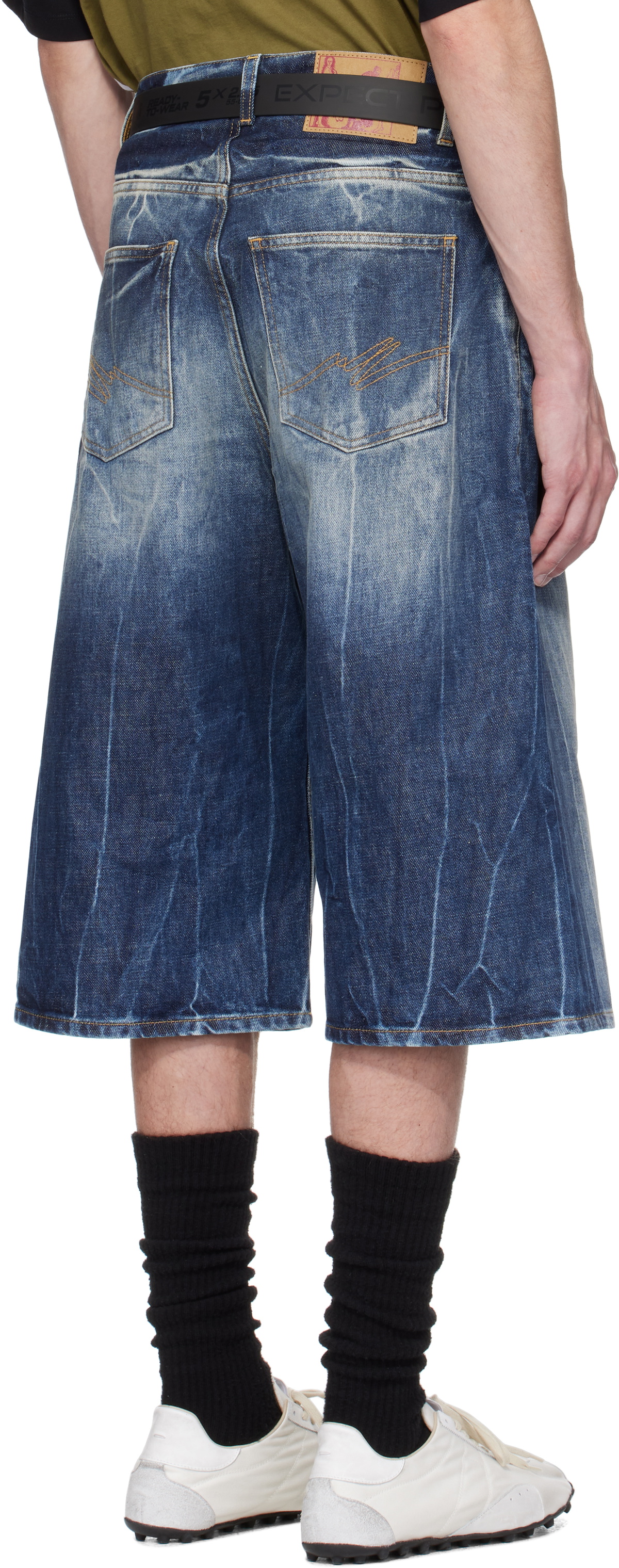 Martine Rose Blue Zip Denim Shorts