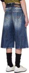 Martine Rose Blue Zip Denim Shorts