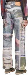 Serapis Multicolor Newspaper Cuts Jeans