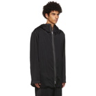 Jil Sander Black Crinkled Satin Hooded Coat