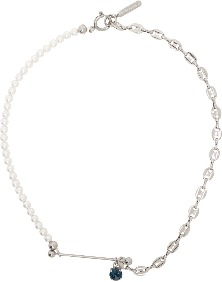 Justine Clenquet SSENSE Exclusive Silver & White Maddy Necklace