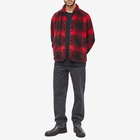 YMC Men's Checked Beach Fleece Jacket in Red