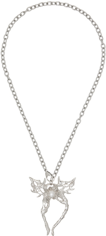 Photo: Harlot Hands SSENSE Exclusive Silver Luna Butterfly Pendant Necklace