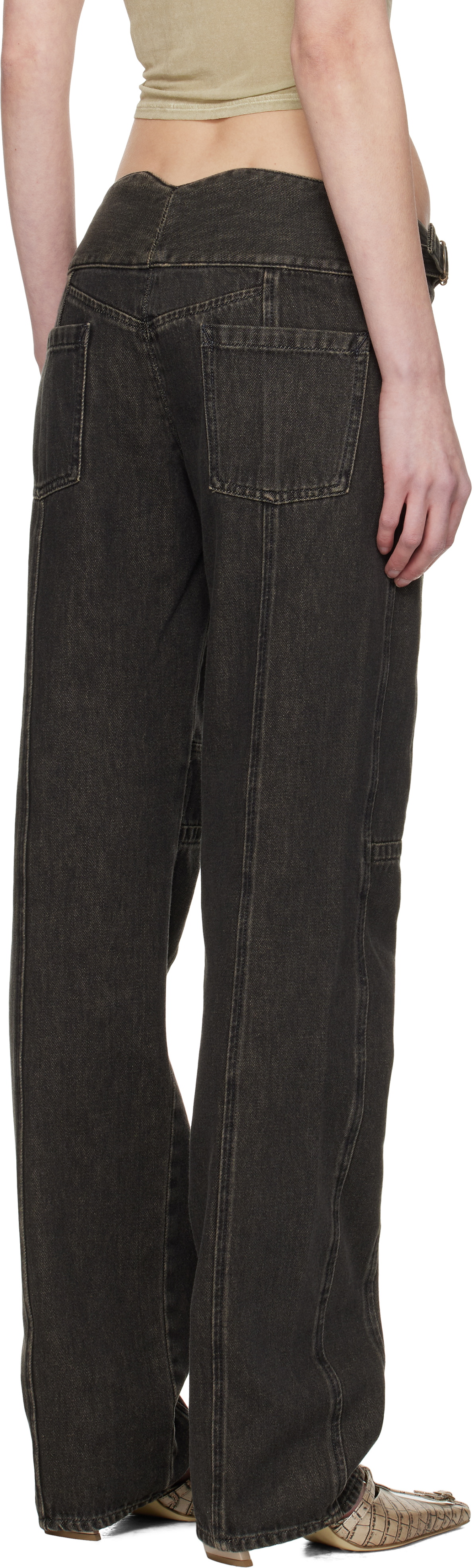 KNWLS Black Corded Straight Jeans