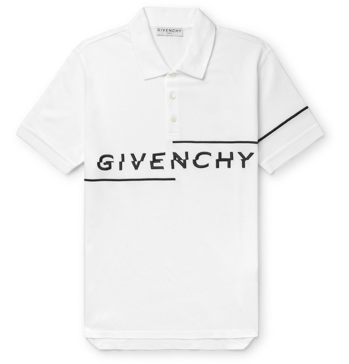 Photo: Givenchy - Logo-Embroidered Cotton-Piqué Polo Shirt - White