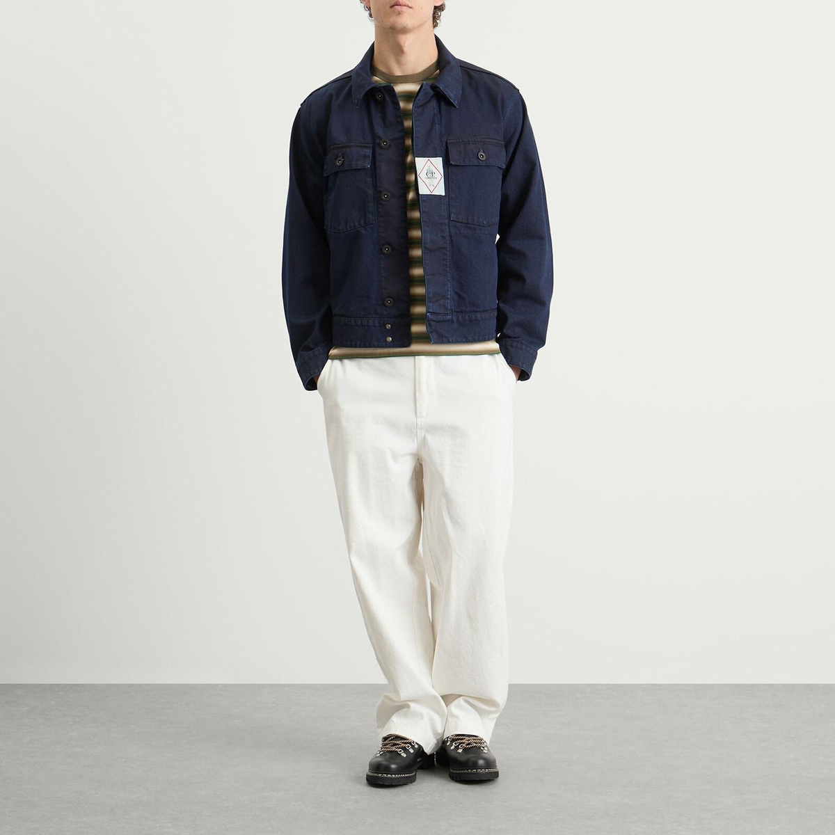 C.P. Company Men's Plated Denim Work Jacket in Washed