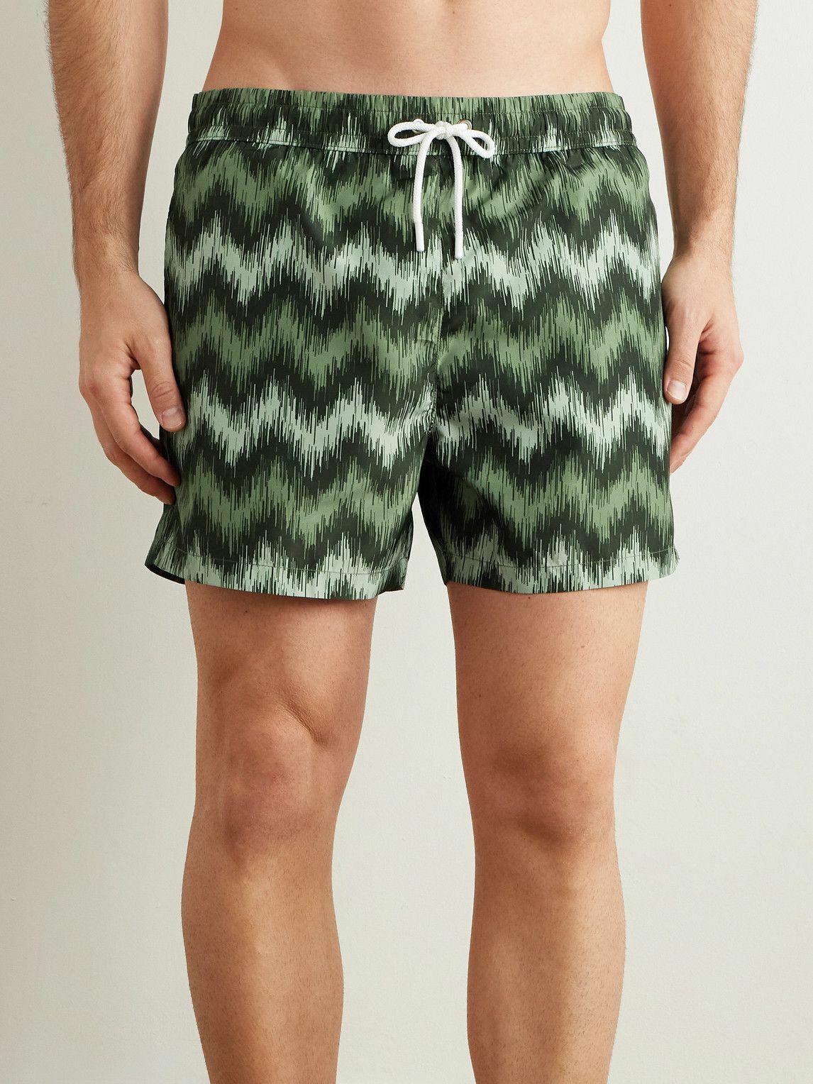 Missoni - High Frequency Straight-Leg Mid-Length Striped Swim Shorts - Green