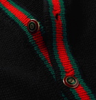 Gucci - Stripe-Trimmed Cable-Knit Wool Cardigan - Men - Black