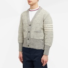 Thom Browne Men's 4-Bar Donegal V-Neck Cardigan in Light Grey