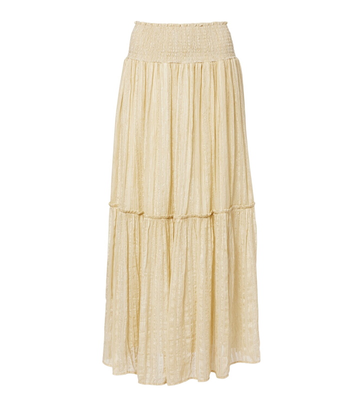 Photo: Xu Zhi Gathered striped silk-blend maxi skirt