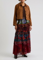 Farm Rio Ruffled Floral-print Chiffon Maxi Skirt Red