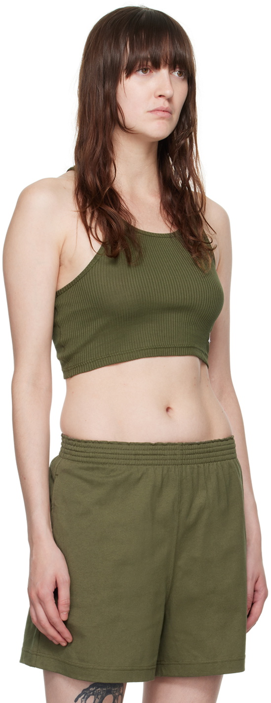Alexander Wang SSENSE Exclusive Green Cropped Classic Tank Top