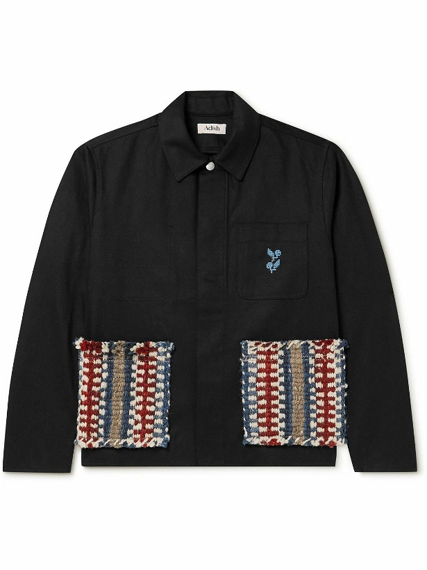 Photo: Adish - Logo-Embroidered Wool-Trimmed Cotton Chore Jacket - Black