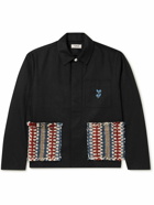 Adish - Logo-Embroidered Wool-Trimmed Cotton Chore Jacket - Black