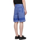 Craig Green Blue Acid Wash Line Stitch Shorts