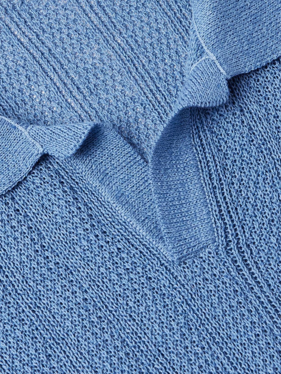 MILES LEON - Fabien Linen and Cotton-Blend Polo Shirt - Blue