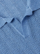 MILES LEON - Fabien Linen and Cotton-Blend Polo Shirt - Blue