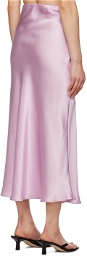 Silk Laundry Purple Bias-Cut Midi Skirt