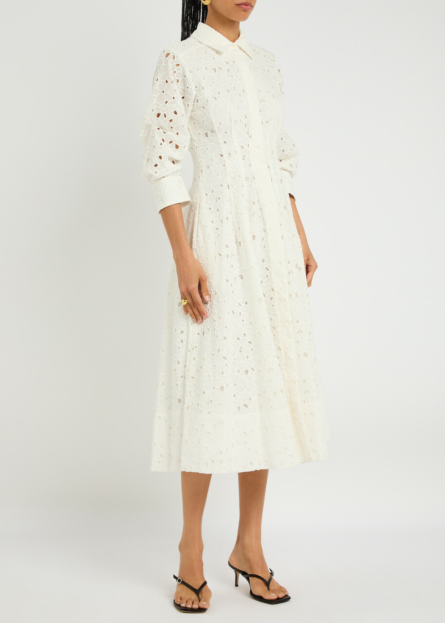 Jonathan Simkhai Jazz Floral-embroidered Cotton Midi Dress White Simkhai