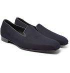 Kingsman - George Cleverley Windsor Leather-Trimmed Cashmere Slippers - Navy