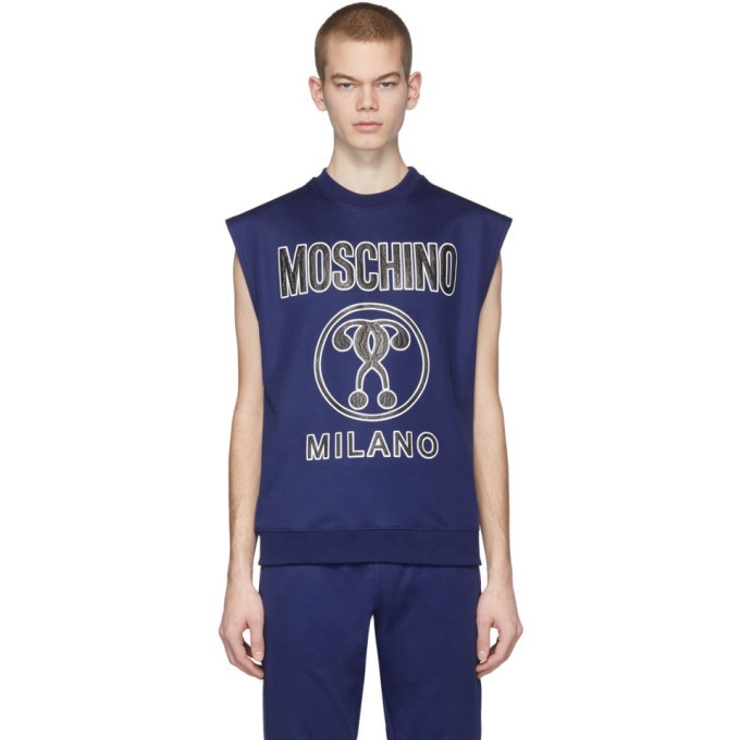 Photo: Moschino Blue Logo Sleeveless T-Shirt