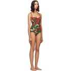 Dolce and Gabbana Red and Green Portofino Balconette One-Piece Swimsuit