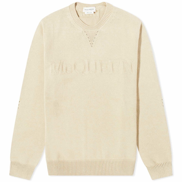 Photo: Alexander McQueen Men's Intarsia Logo Crew Knit in Beige