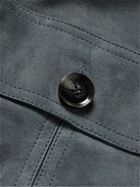 Brioni - Panelled Suede and Linen-Blend Blouson Jacket - Gray