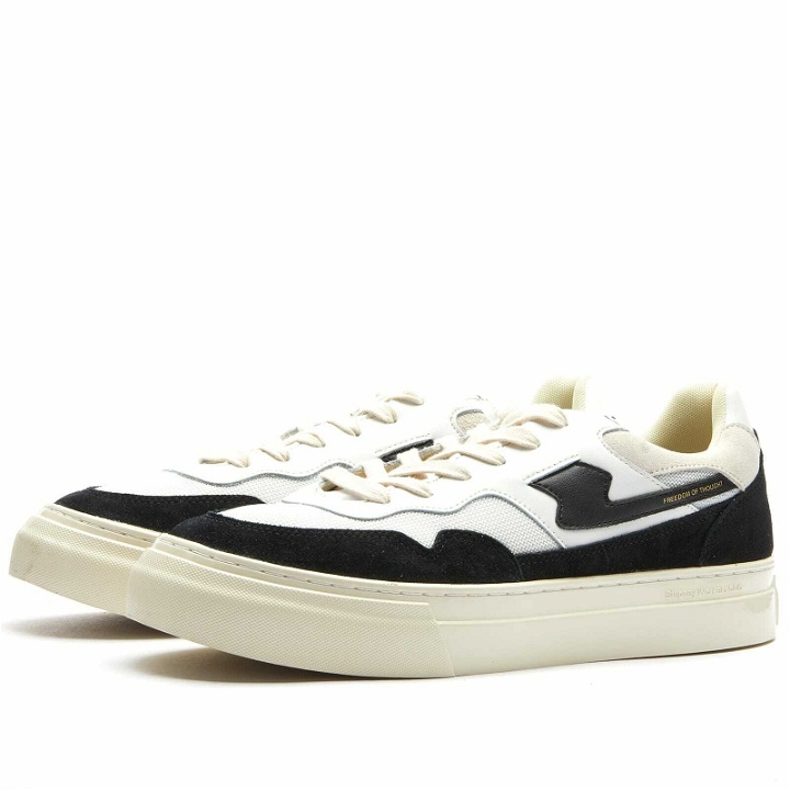 Photo: Stepney Workers Club Men's Pearl S-Strike Suede Mix Sneakers in White/Black