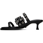 GANNI Black Buckle Strap Mule Heeled Sandals