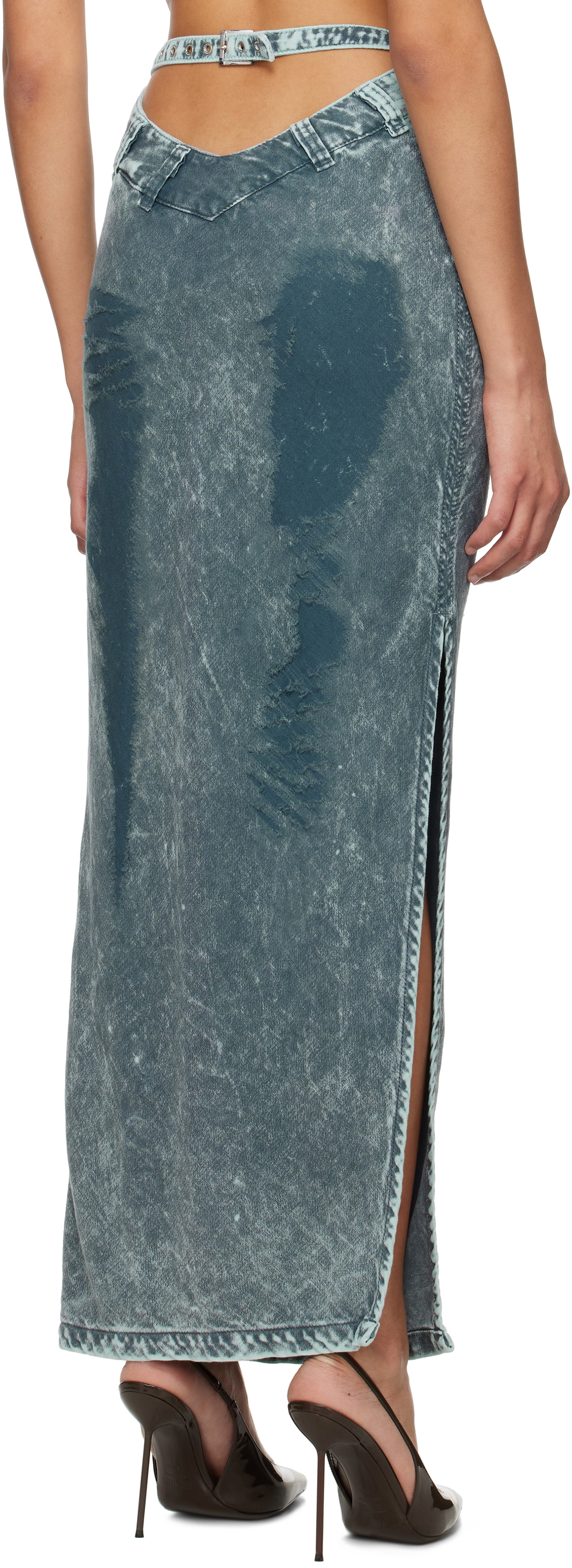 Masha Popova Blue V Cut Maxi Skirt